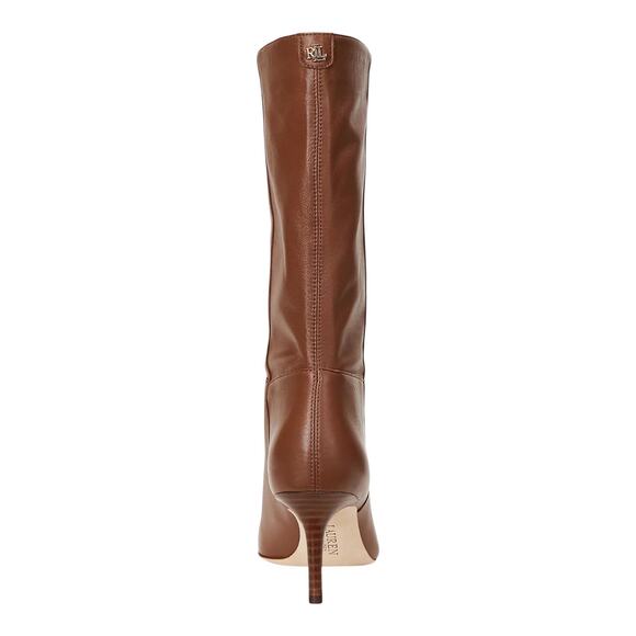 Lauren Ralph Lauren Women's Leanna Leather Mid Shaft Dress Boots Tan Size 9 1/2 - Picture 3 of 3